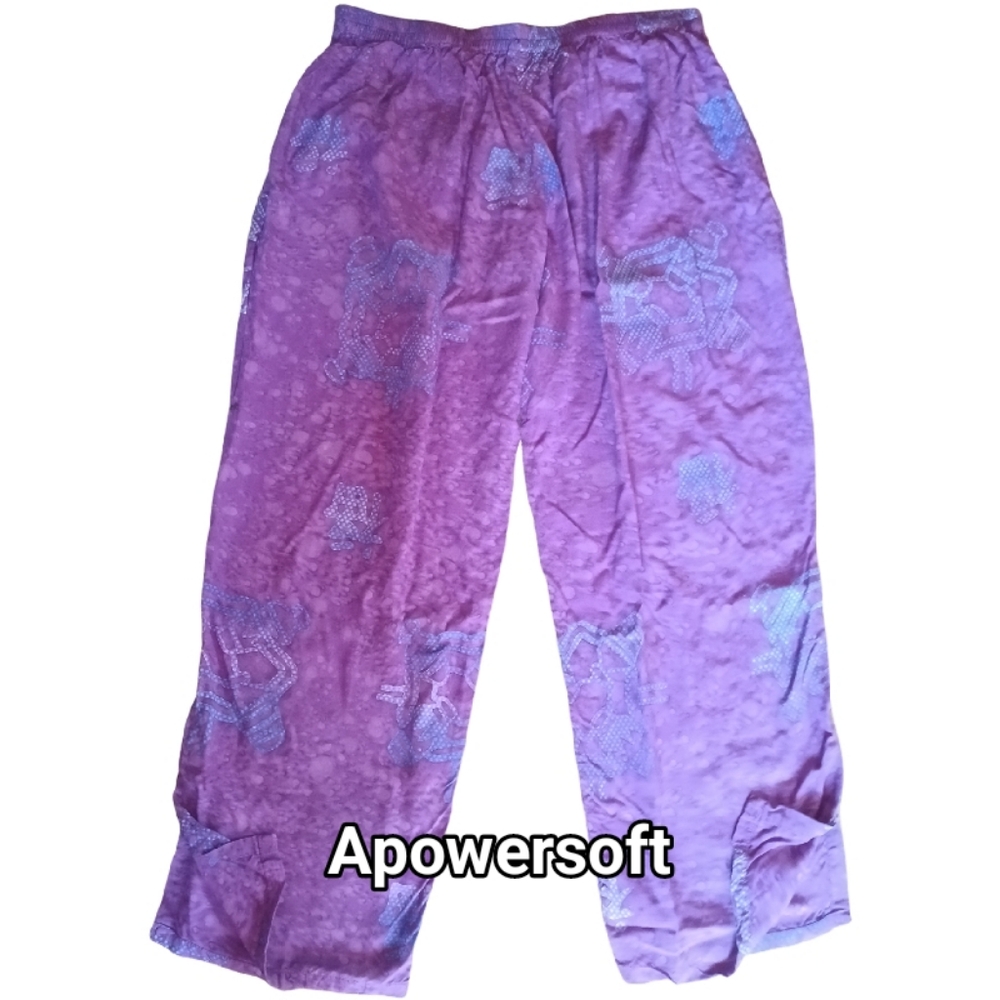 Purple Batik Print Cropped Pants
